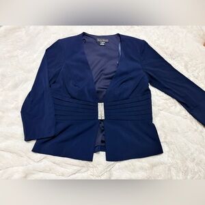 Jessica Howard Navy Blue Dressy Jacket with Decorative Buckle